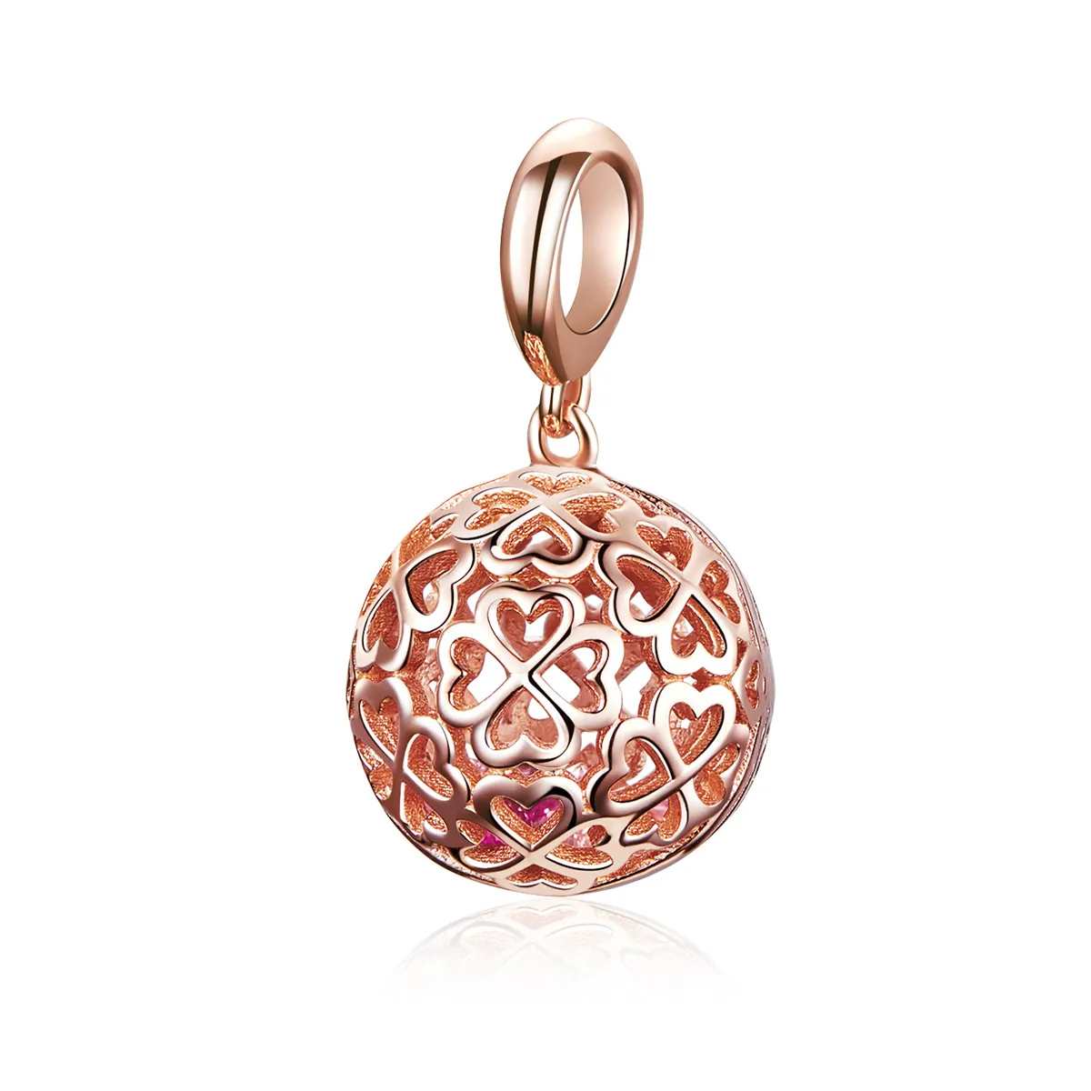 Pandora Style Rose Gold Motion Clover Pendant - SCC1127