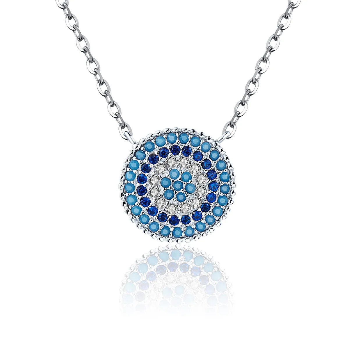 pandora style silver blue circle necklace scn099