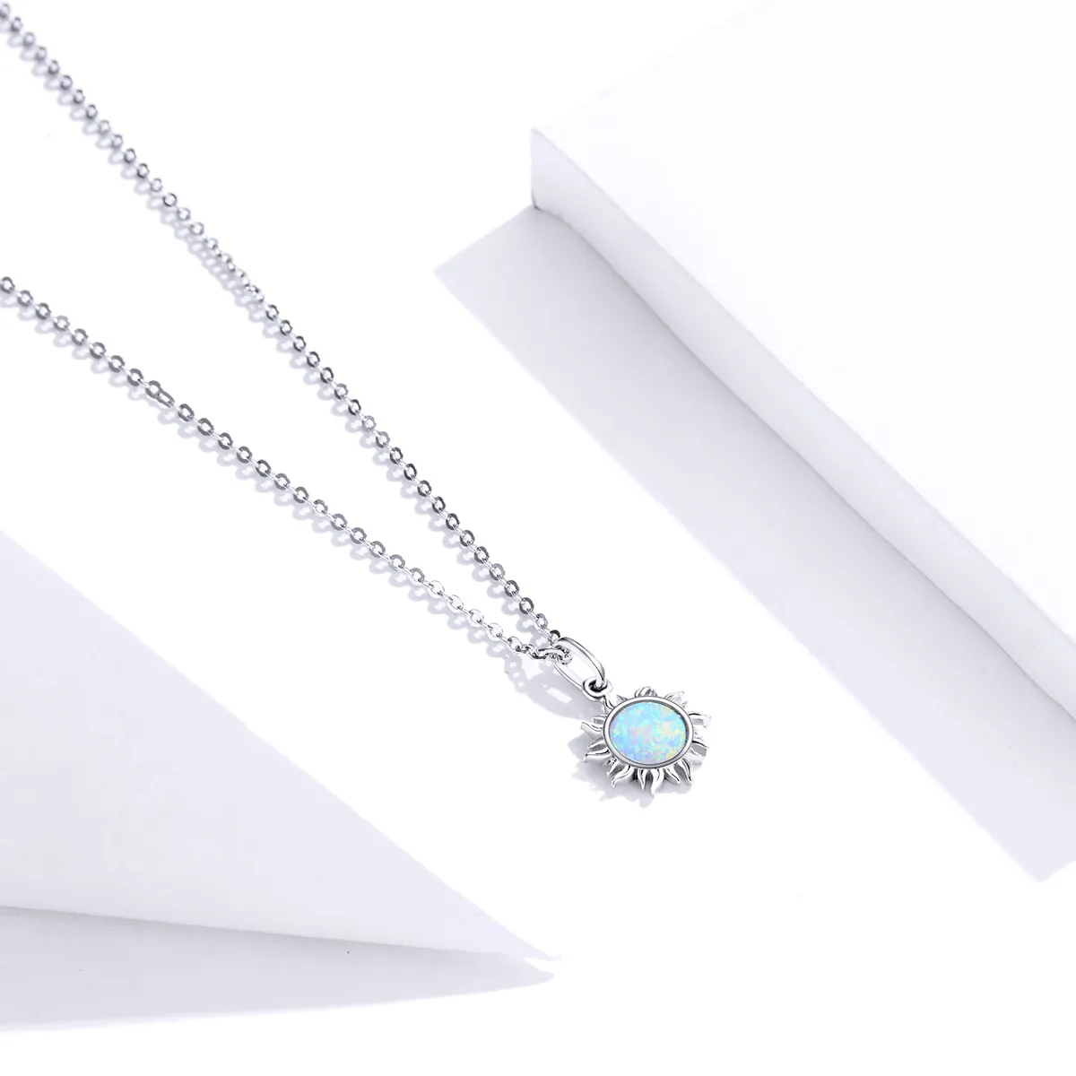 Pandora Style Silver Blue Sun Necklace - SCN399