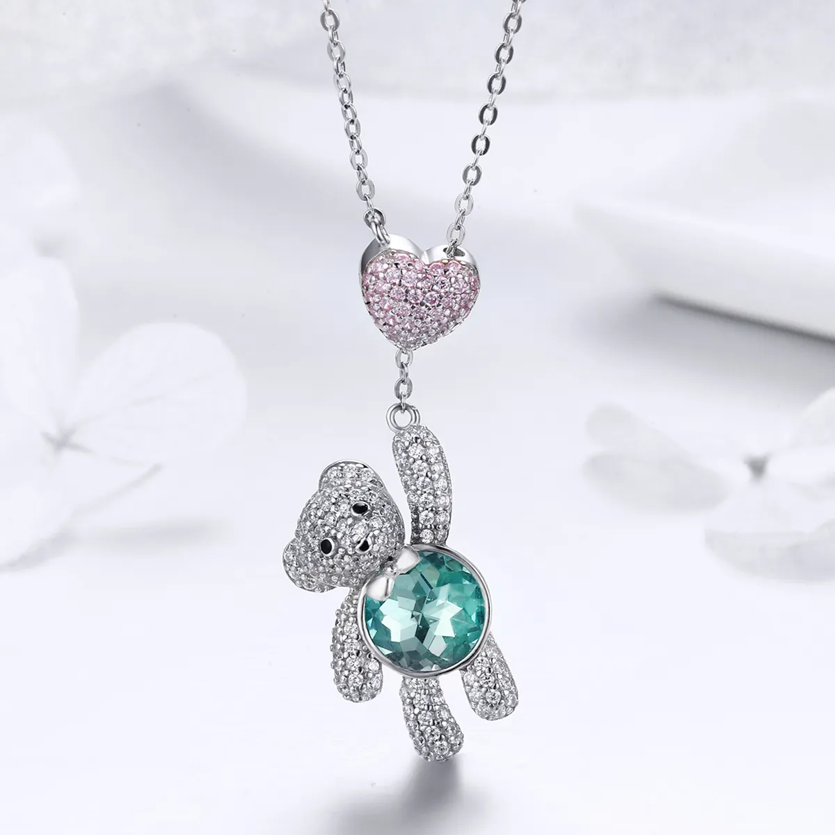 Pandora Style Silver Cute Bear Necklace - SCN271