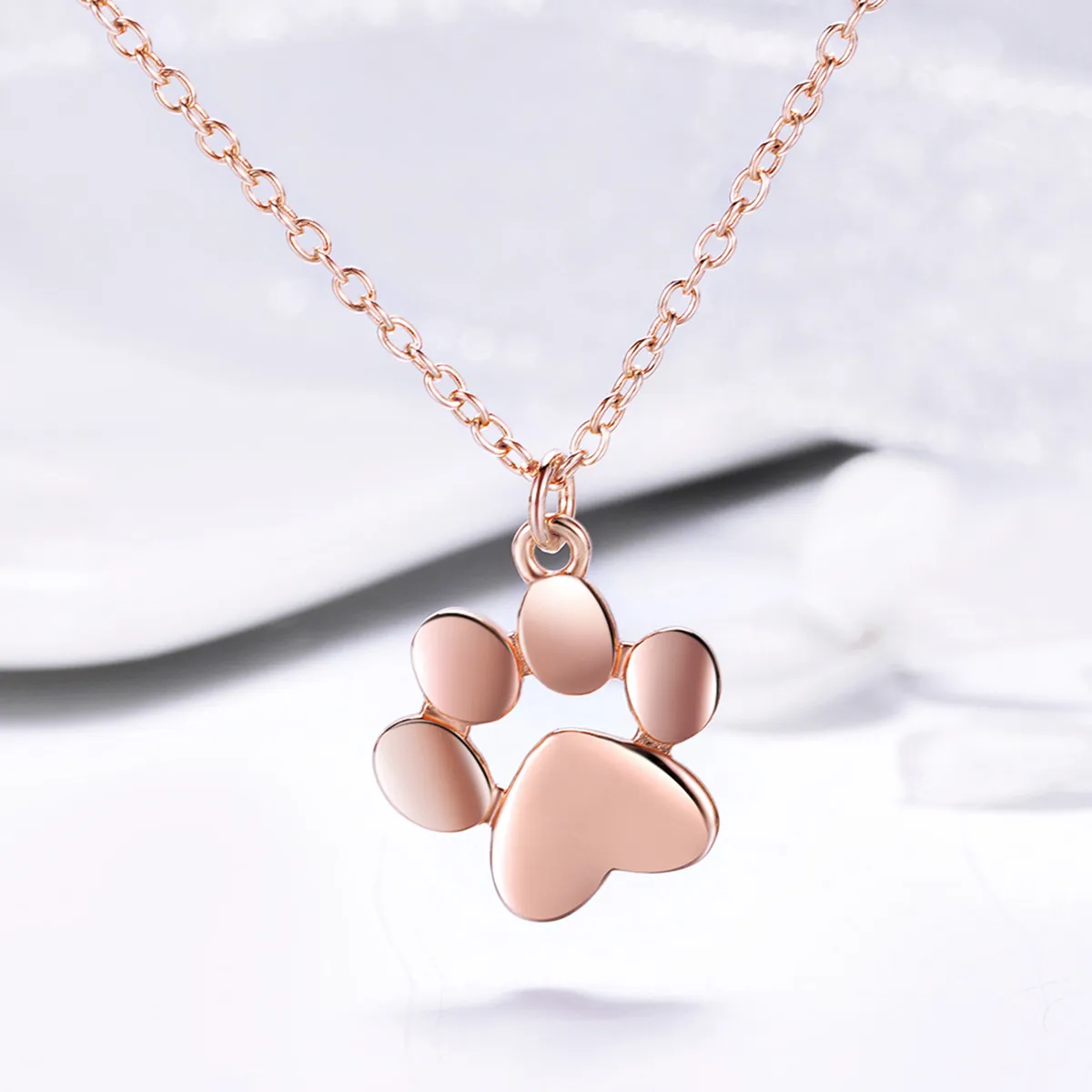 Pandora Style Silver Cute Paw Necklace - SCN275-3