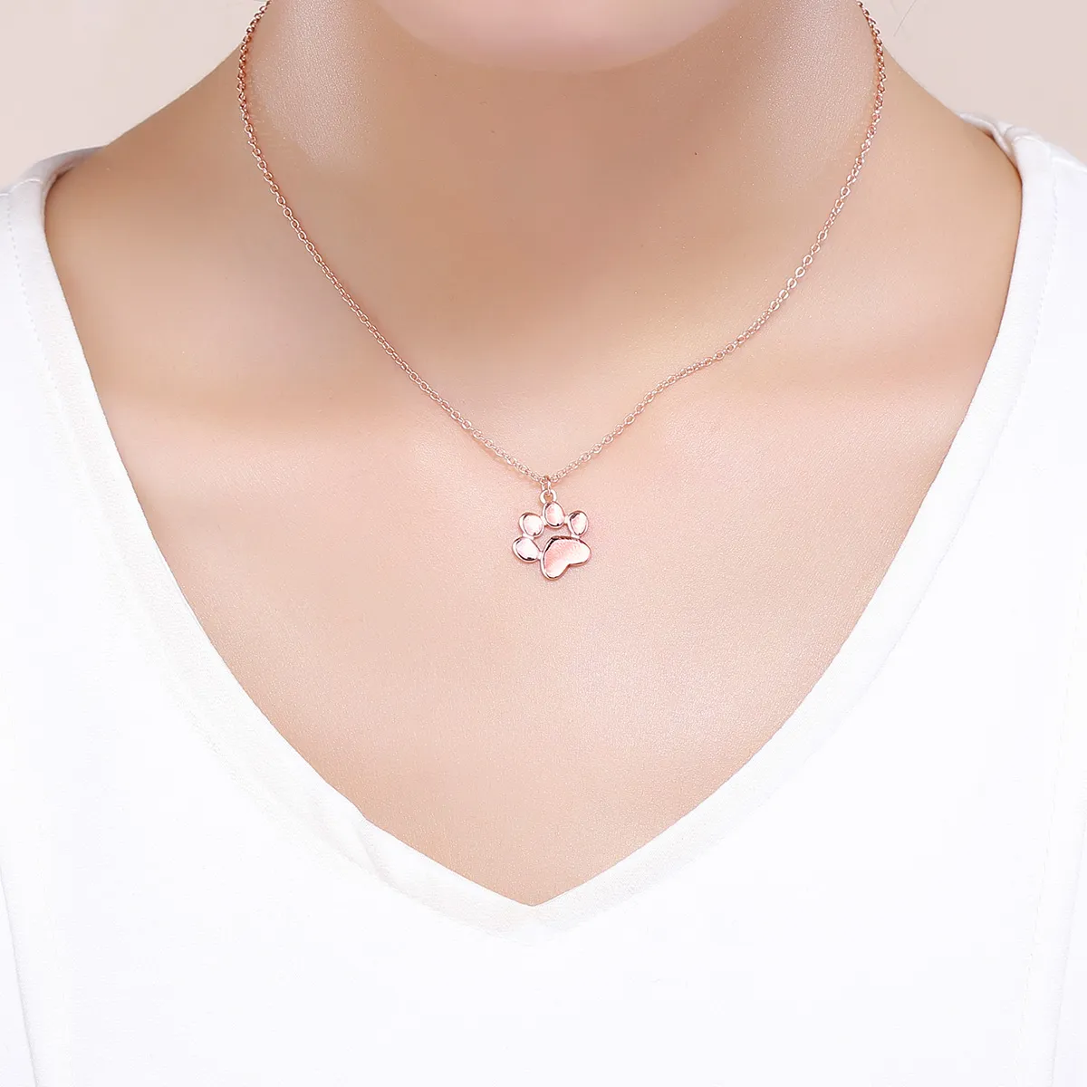 Pandora Style Silver Cute Paw Necklace - SCN275-3