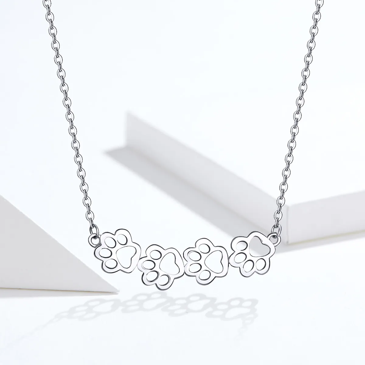 Pandora Style Silver Cute Paw Necklace - SCN346