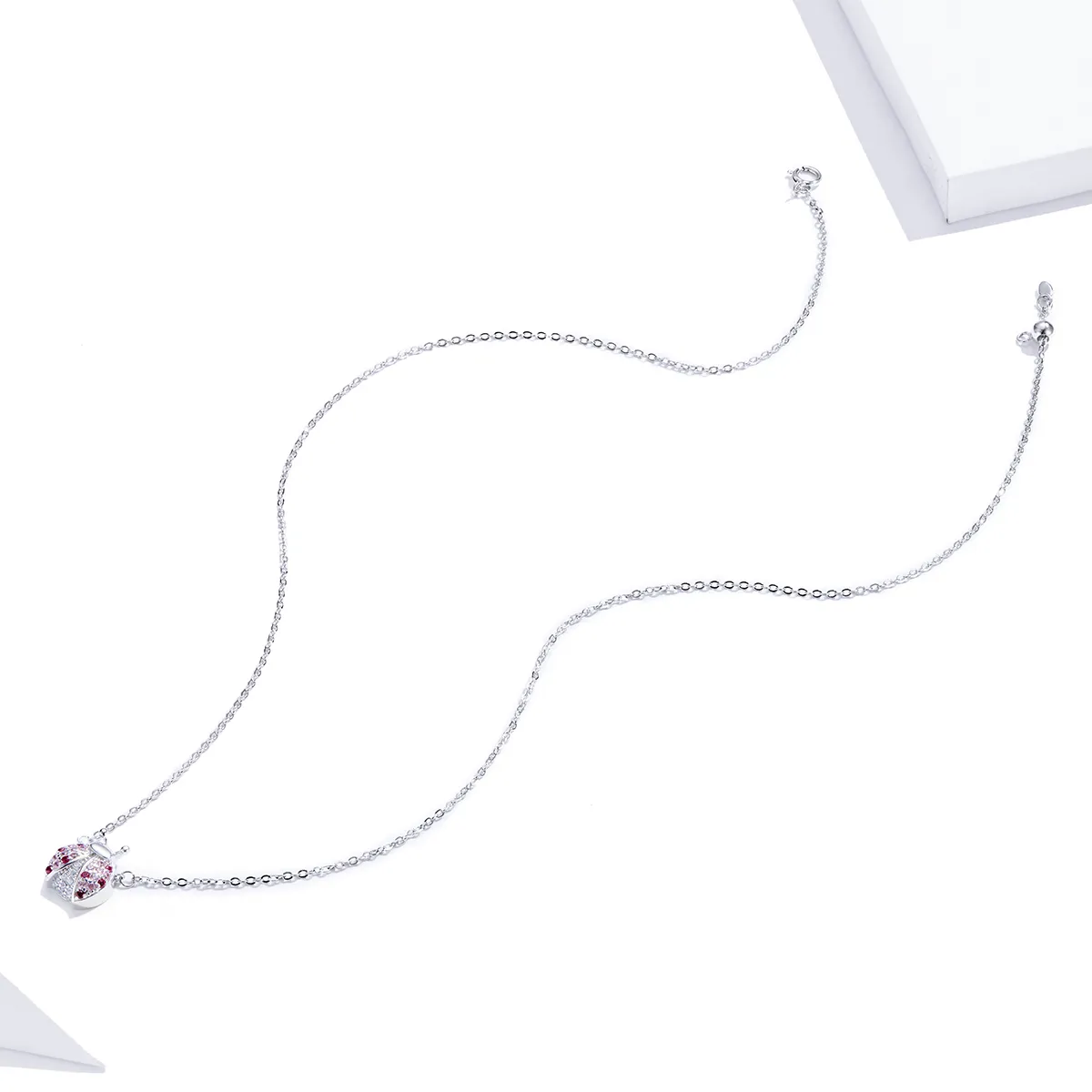 Pandora Style Silver Dazzling Ladybug Necklace - SCN400