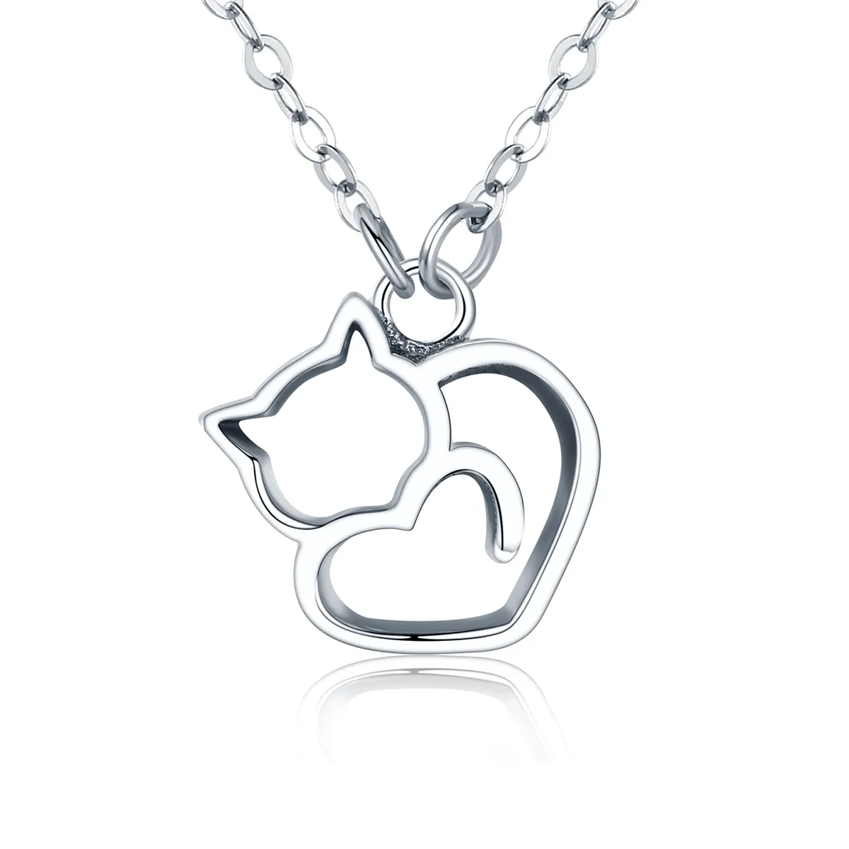 Pandora Style Silver Dumb Cat Pendant Necklace - SCN188