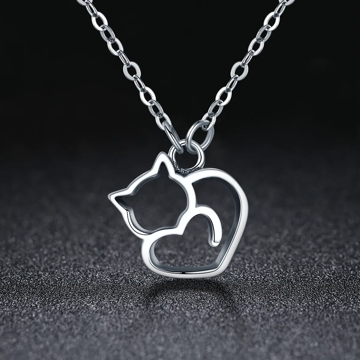 Pandora Style Silver Dumb Cat Pendant Necklace - SCN188