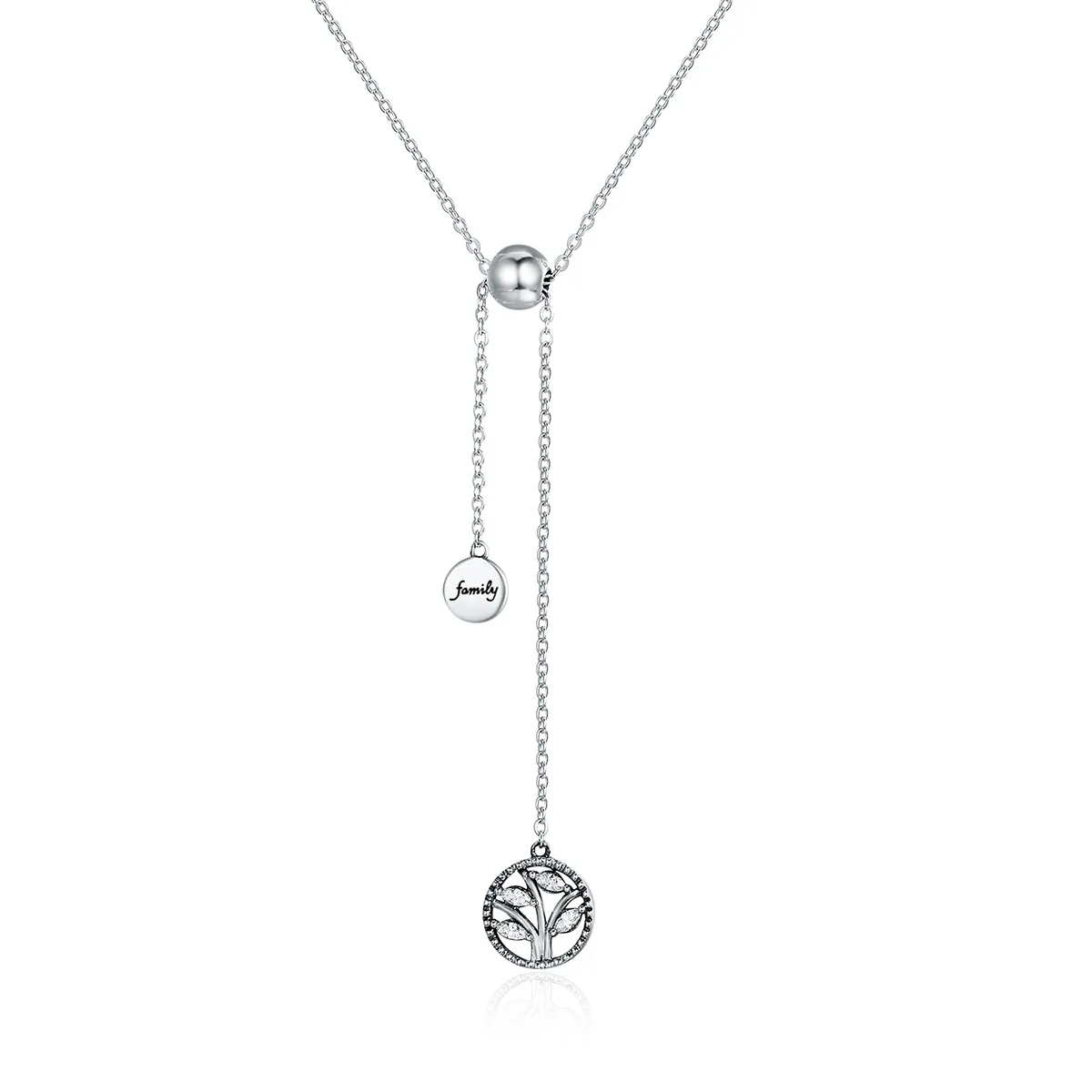 pandora style silver family tree and home necklace scn106