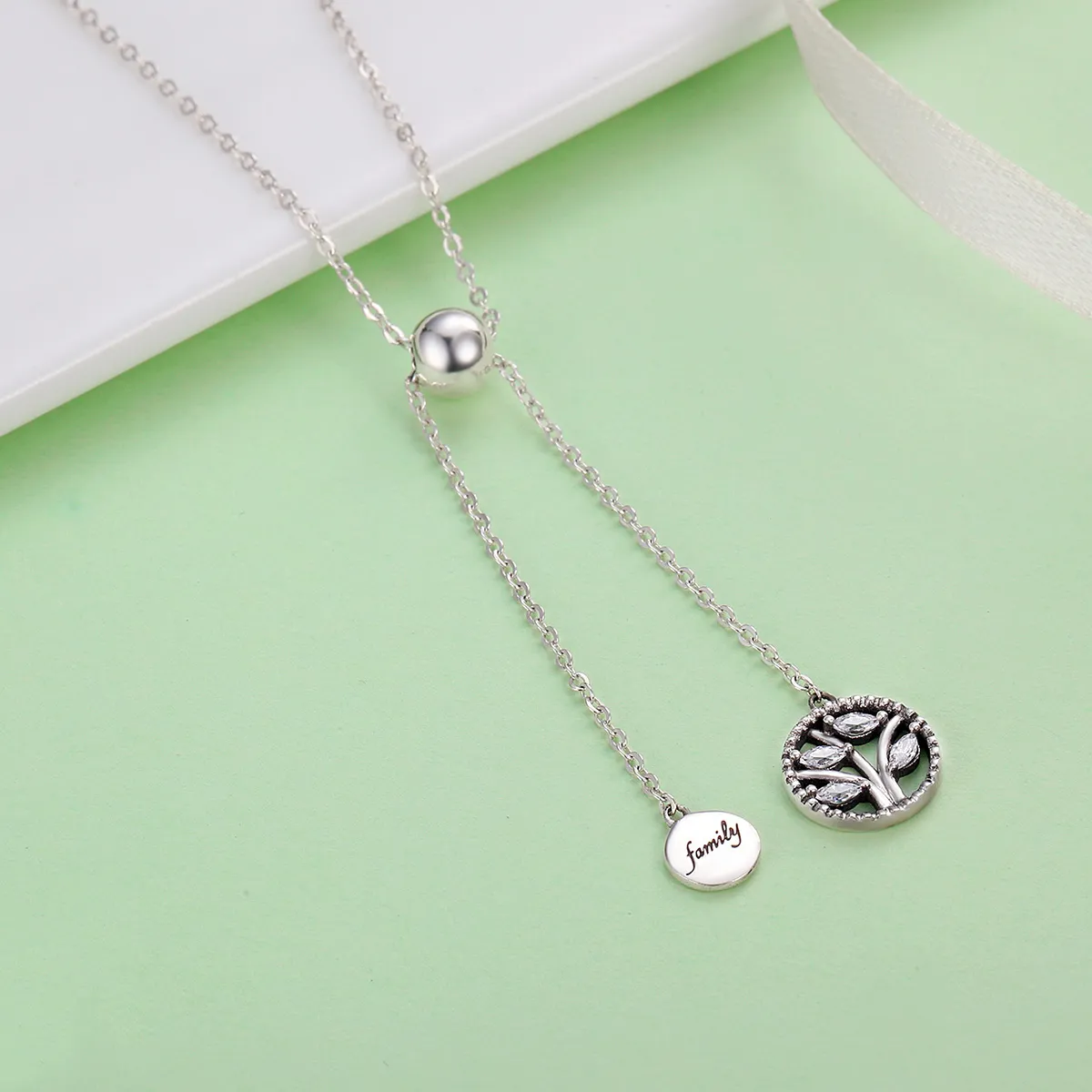 Pandora Style Silver Family Tree and Home Necklace - SCN106