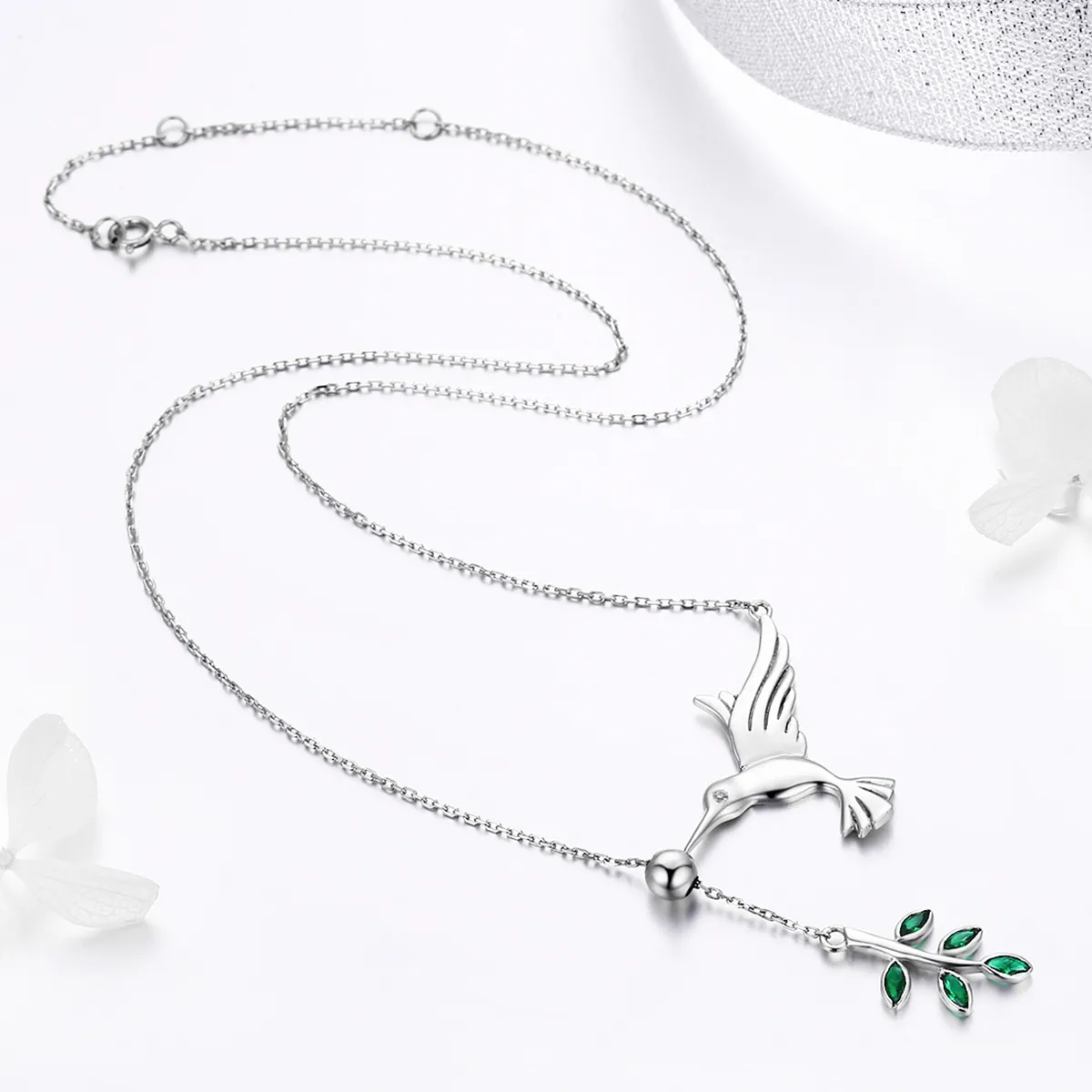 Pandora Style Silver Greetings From Hummingbirds Necklace - SCN217