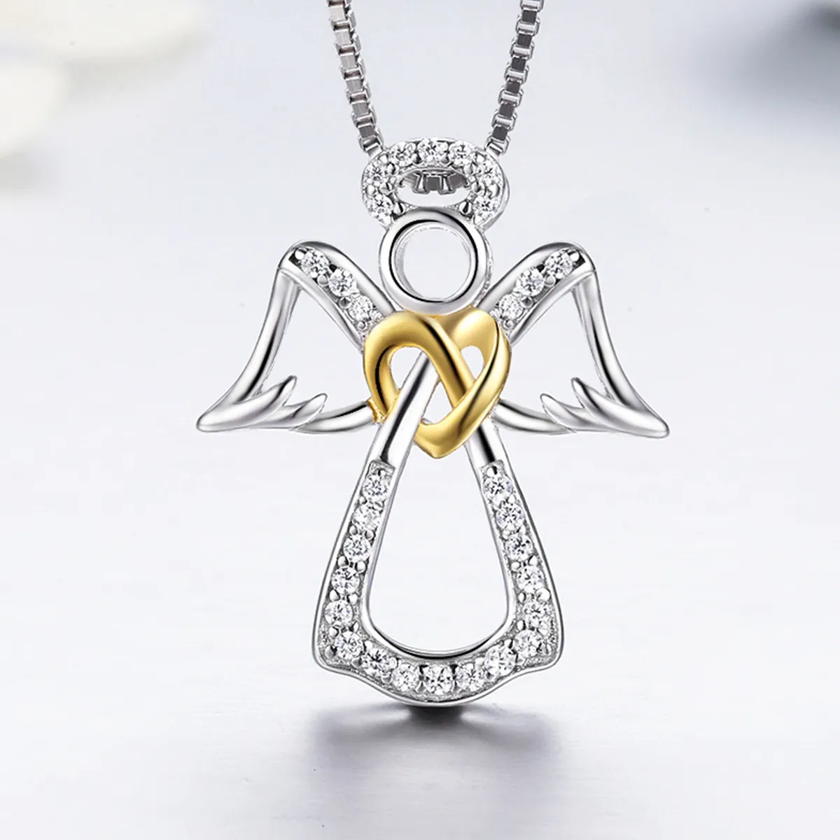 Pandora Style Silver Guardian Angel Necklace - SCN123