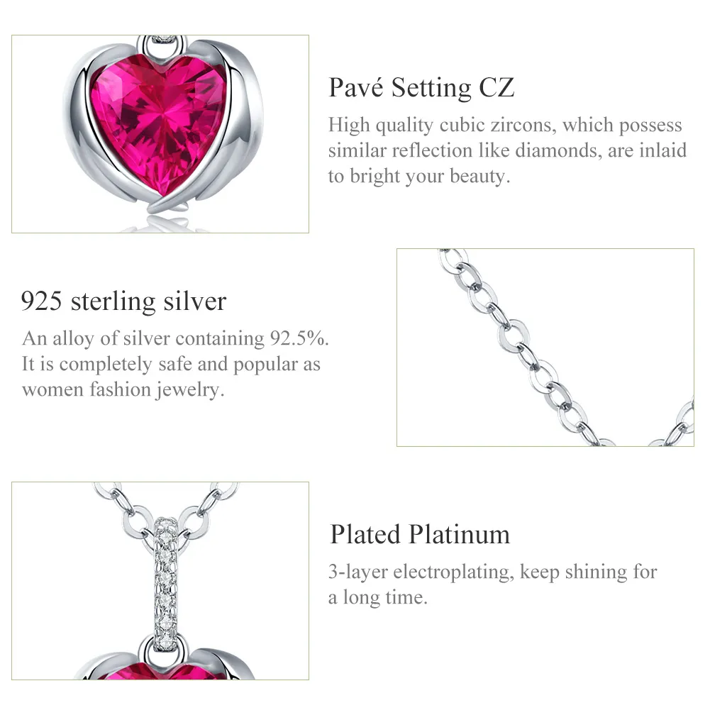 Pandora Style Silver Guardian Hearts Necklace - SCN341