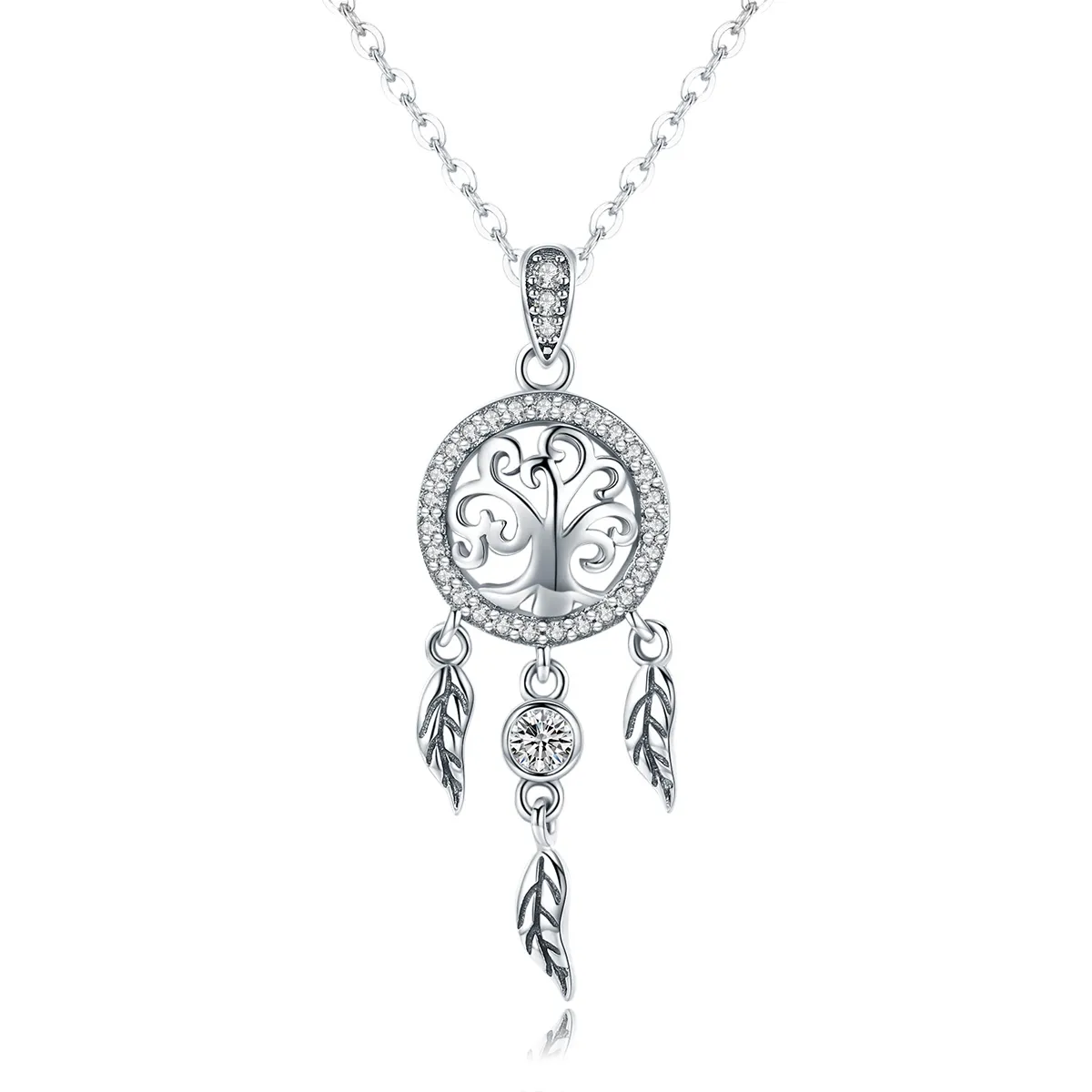 Pandora Style Silver Life Tree Dreamcatcher Necklace - SCN298