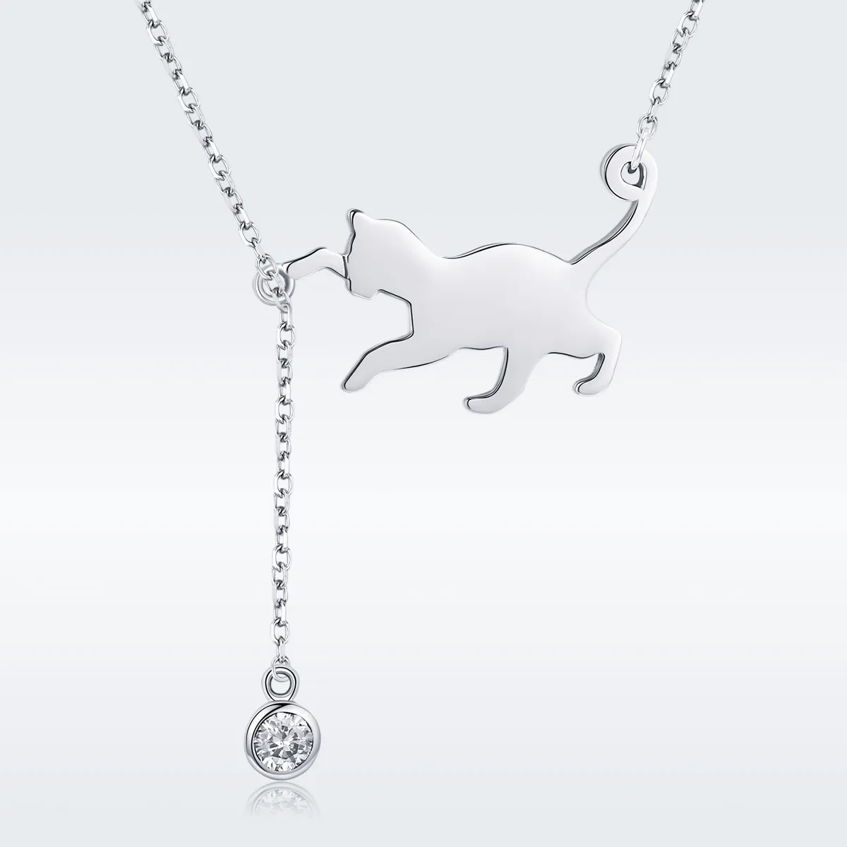 Pandora Style Silver Naughty Kitten Necklace - SCN232