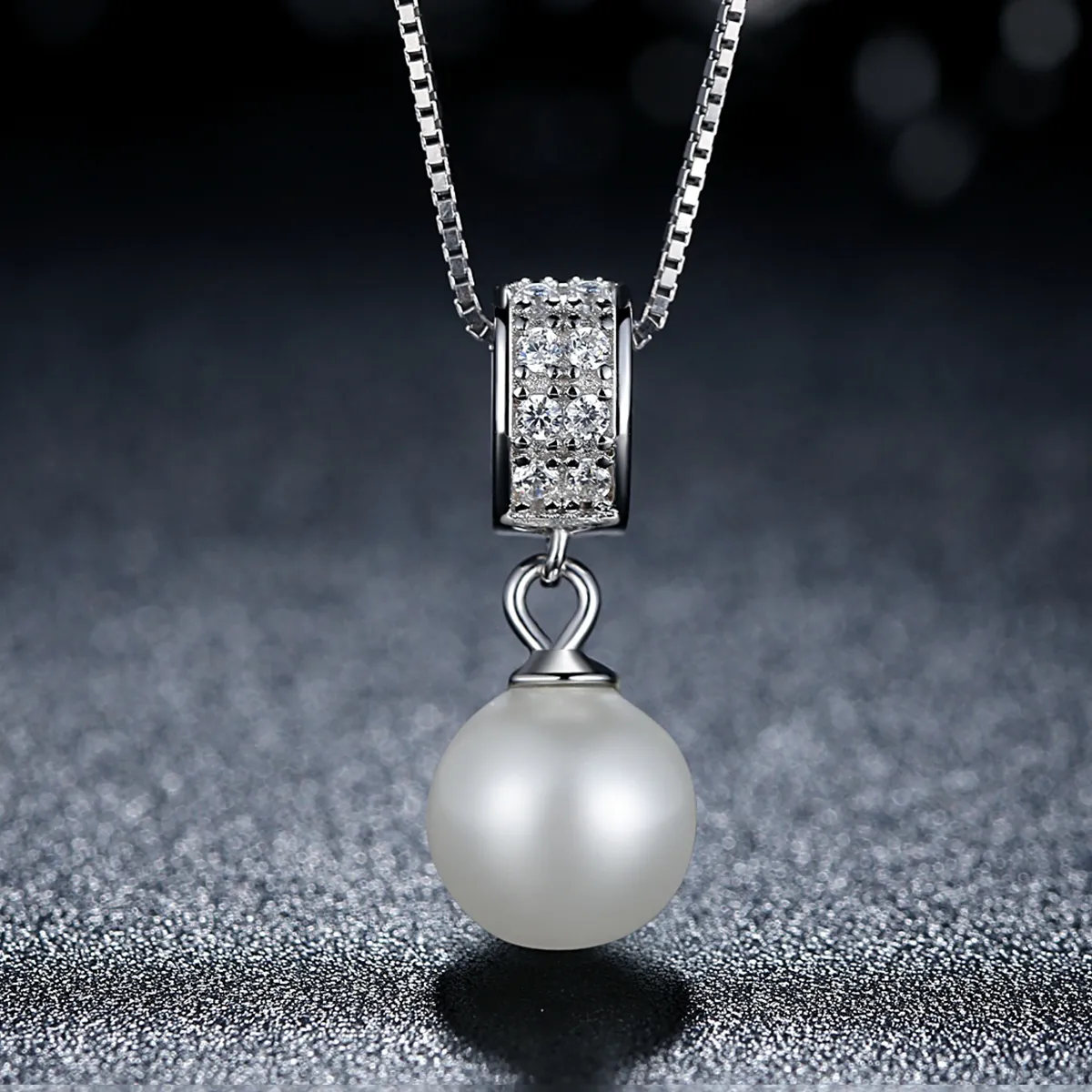 Pandora Style Silver Necklace with Pearl - SCN030