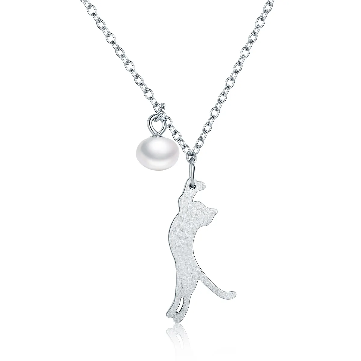 Pandora Style Silver Playful Kitten Necklace - SCN175