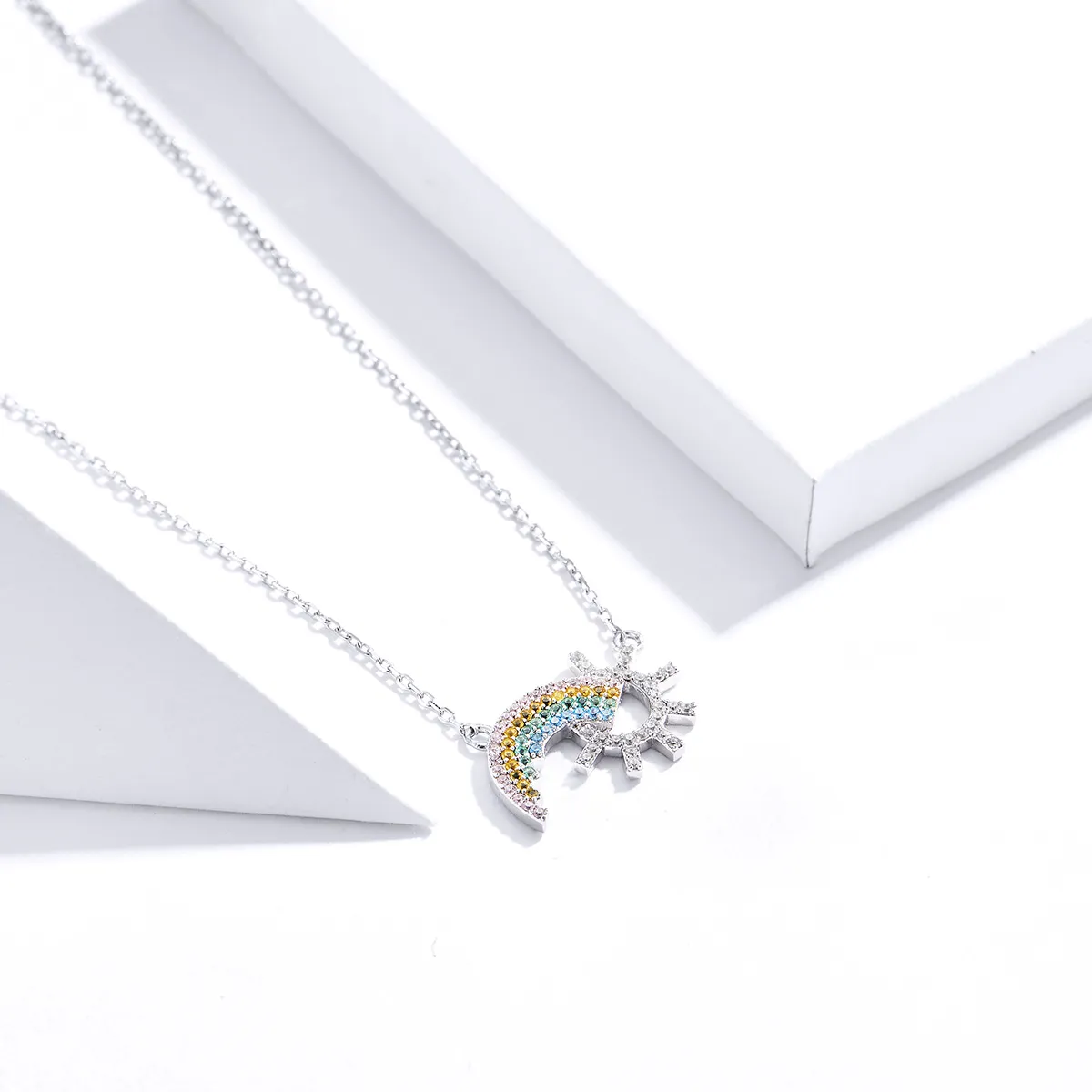 Pandora Style Silver Rainbow Necklace - SCN366