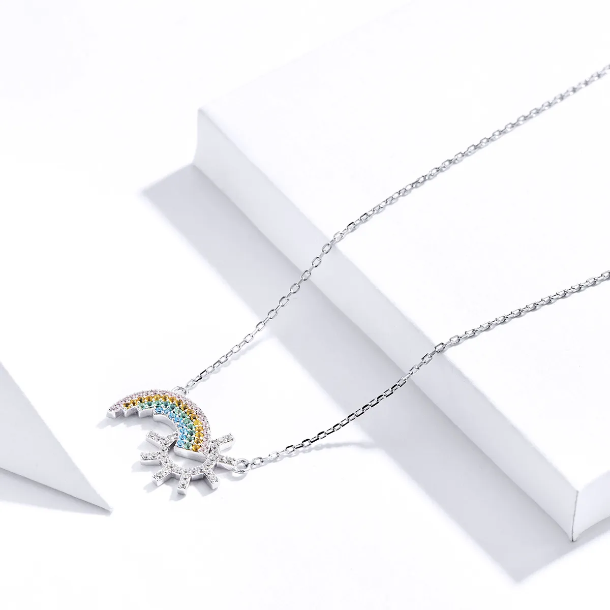 Pandora Style Silver Rainbow Necklace - SCN366