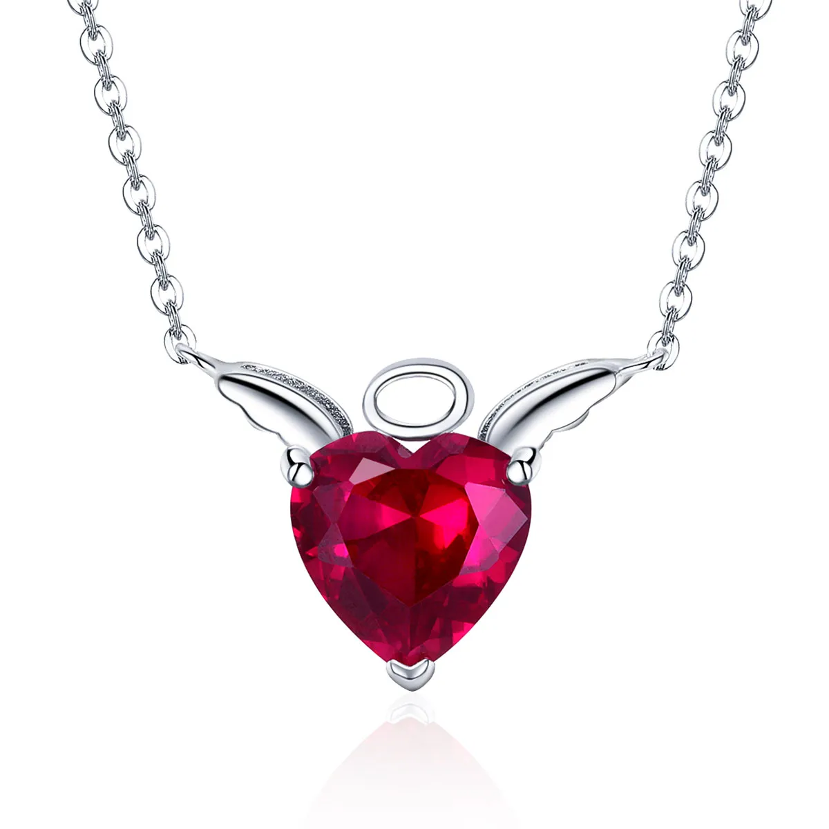 pandora style silver red angel heart necklace scn285