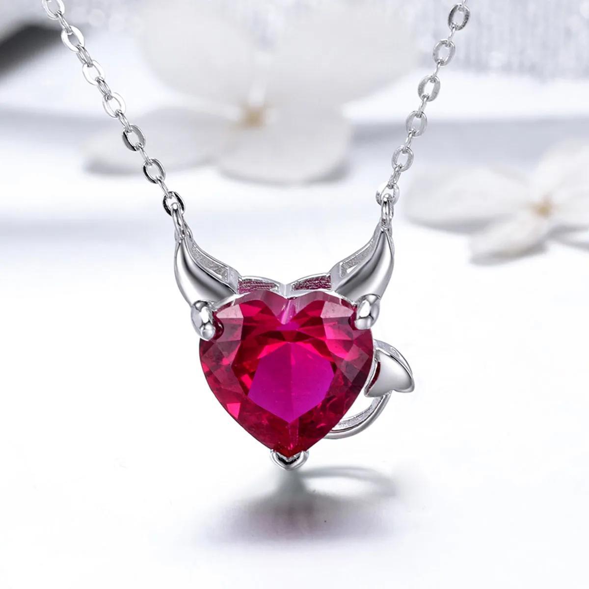 Pandora Style Silver Red Devil Necklace - SCN286