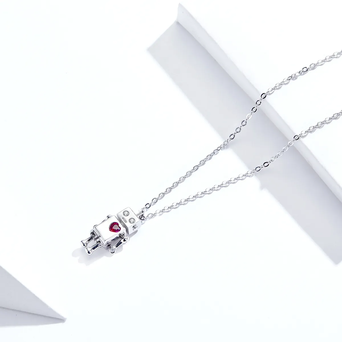 Pandora Style Silver Robot of Love Necklace - SCN388