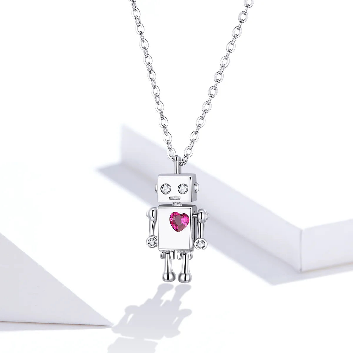 Pandora Style Silver Robot of Love Necklace - SCN388