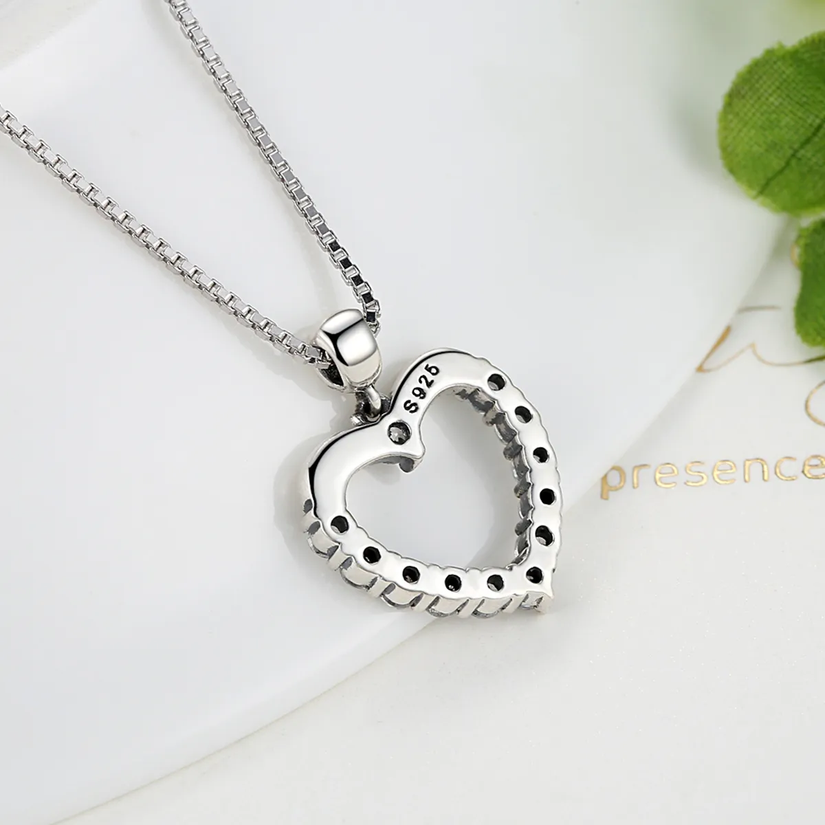 Pandora Style Silver Sparkle Heart Necklace - SCN025