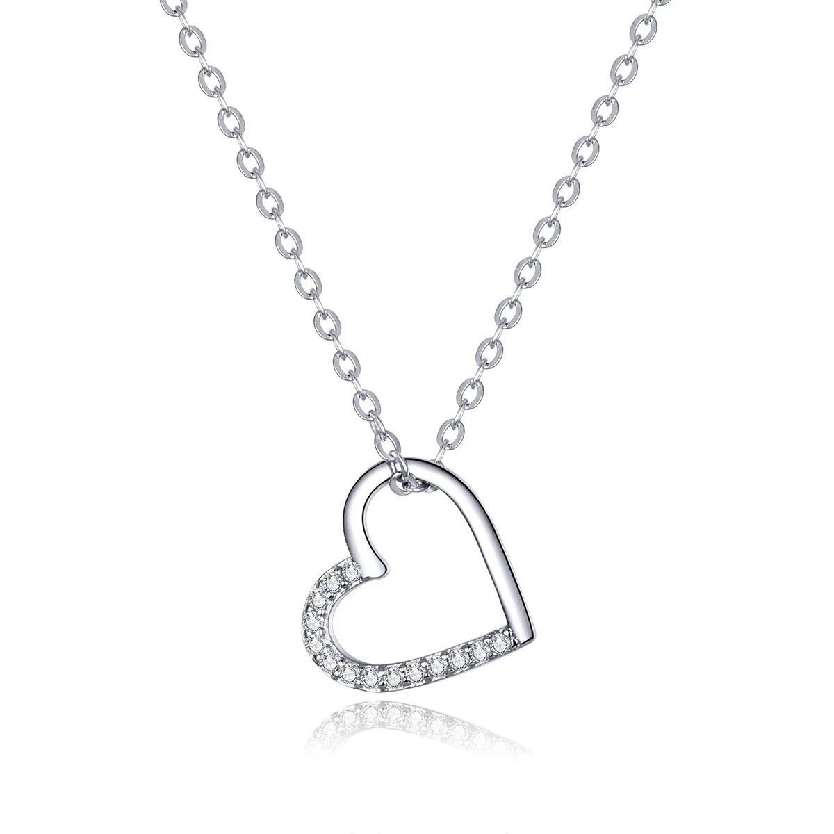 pandora style silver sparkle heart necklace scn347