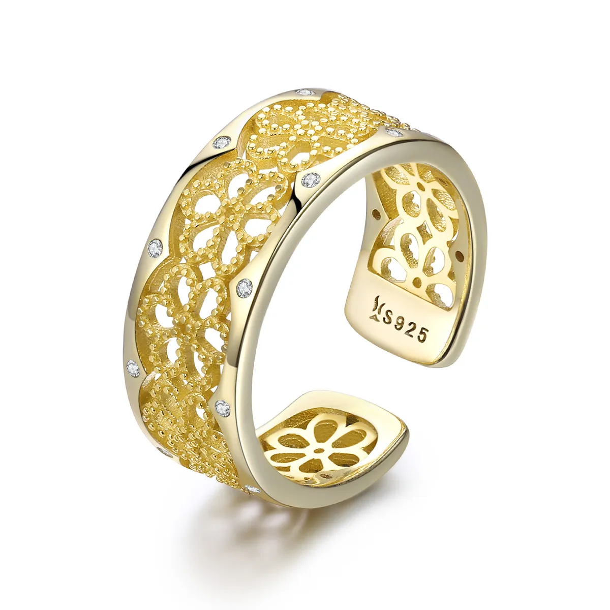 pandora style gold plated allure from lace ring scr460