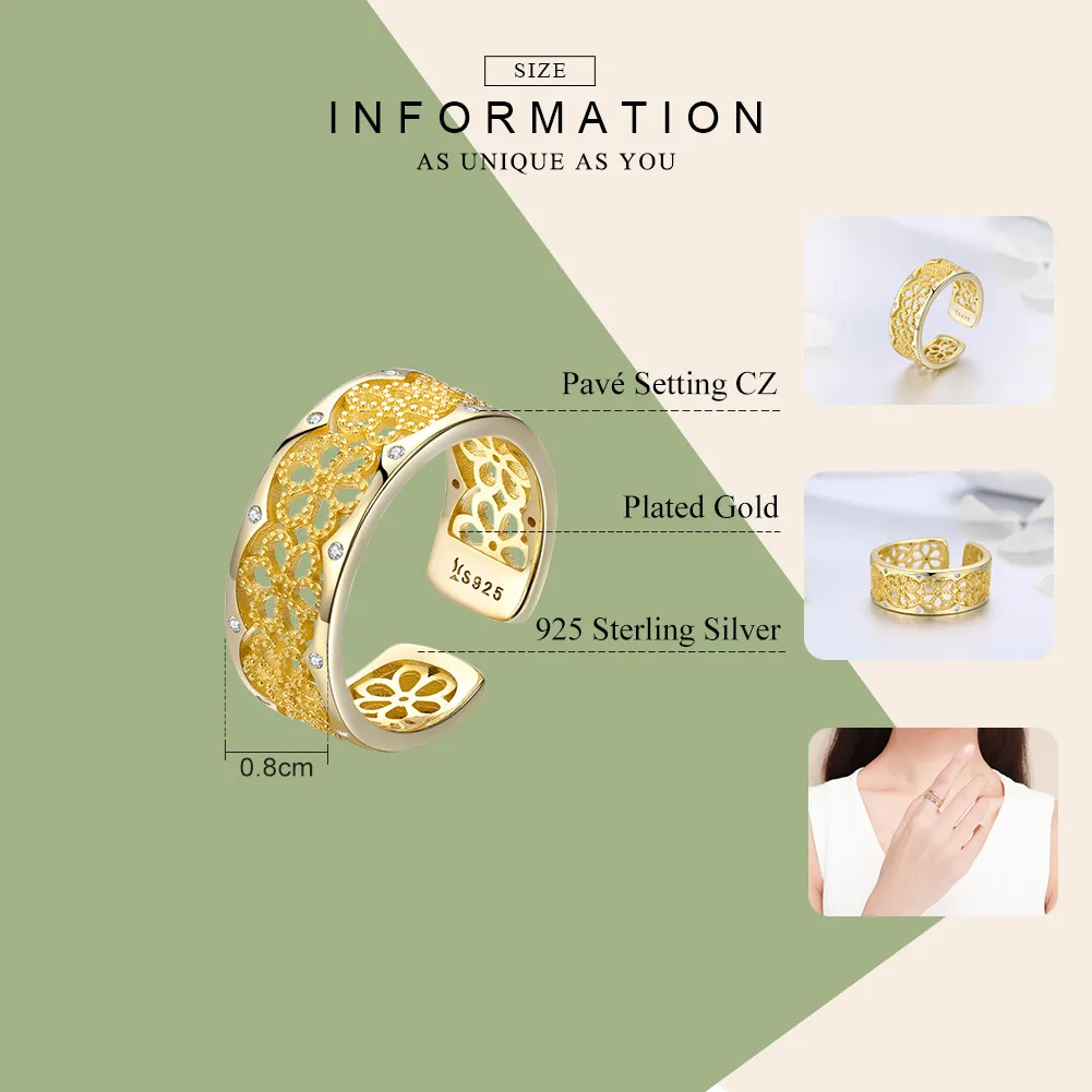 Pandora Style Gold-Plated Allure From Lace Ring - SCR460