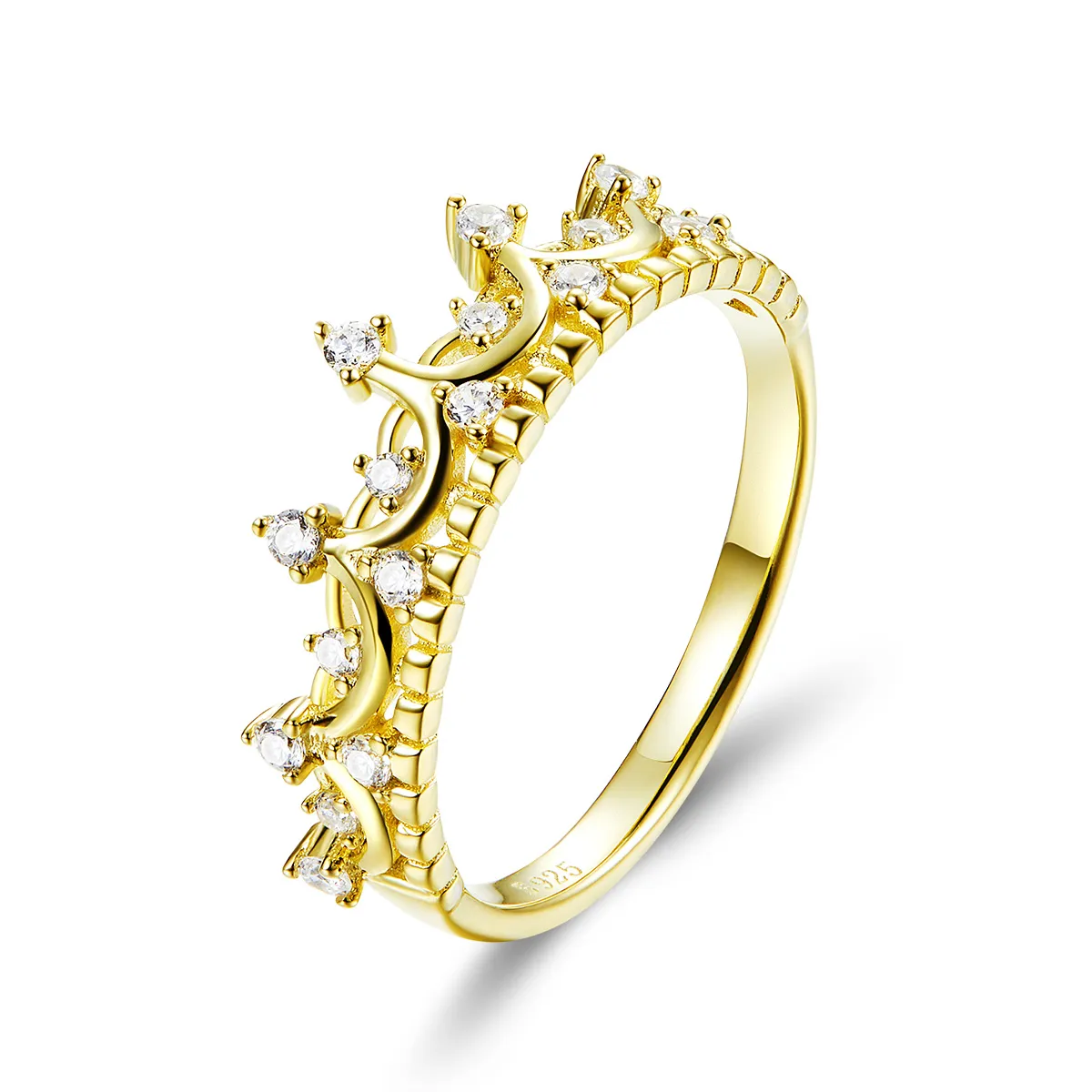 Pandora Style Gold-Plated Crown Ring - SCR493