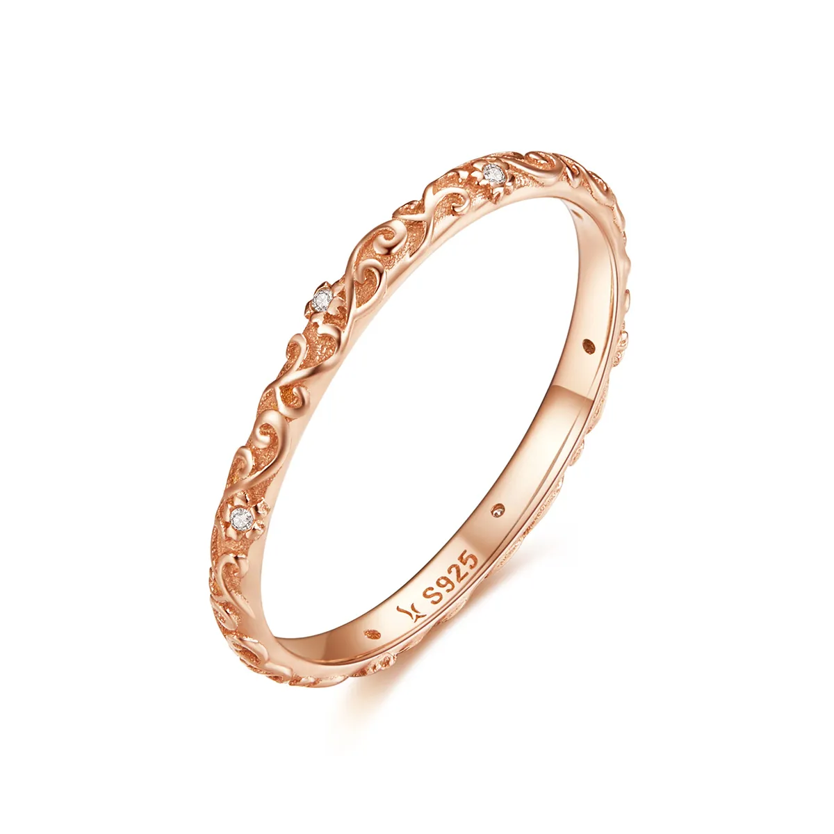 Pandora Style Rose Gold Retro Patterns Ring - SCR514