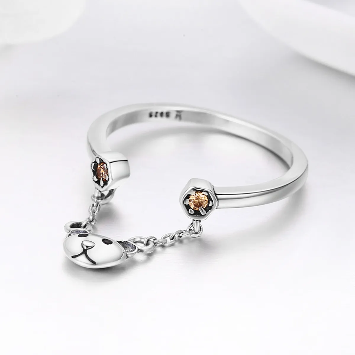 Pandora Style Silver Bear Story Ring - SCR307