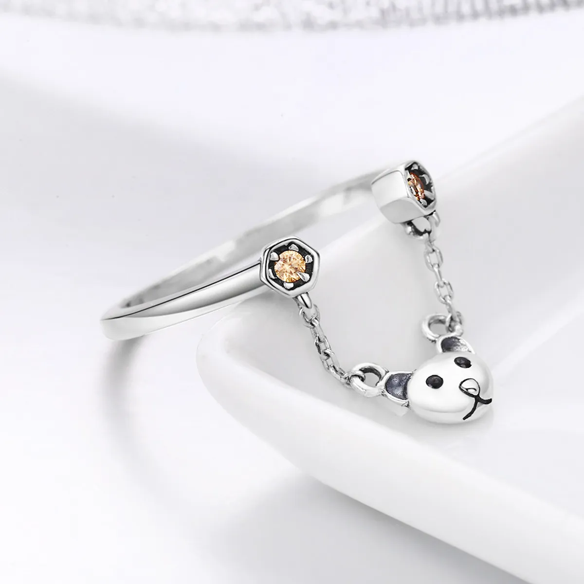 Pandora Style Silver Bear Story Ring - SCR307