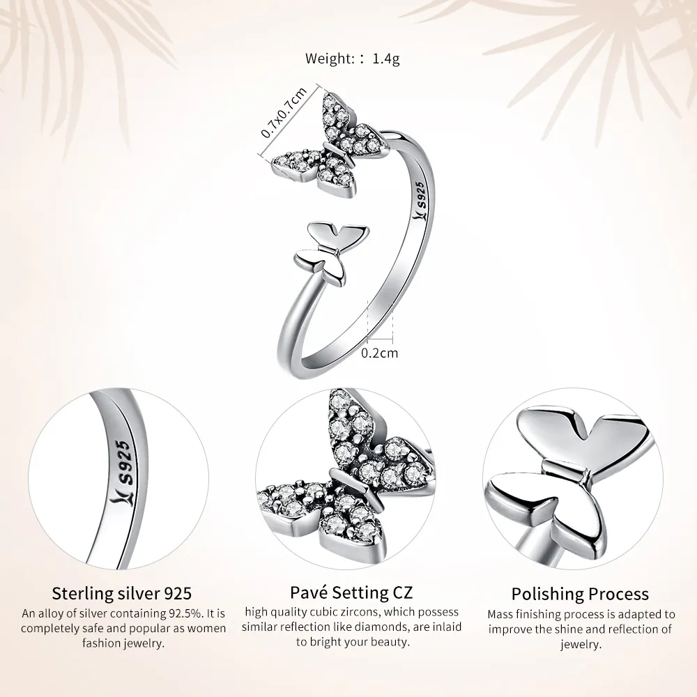 Pandora Style Silver Butterfly Dance Ring - SCR087