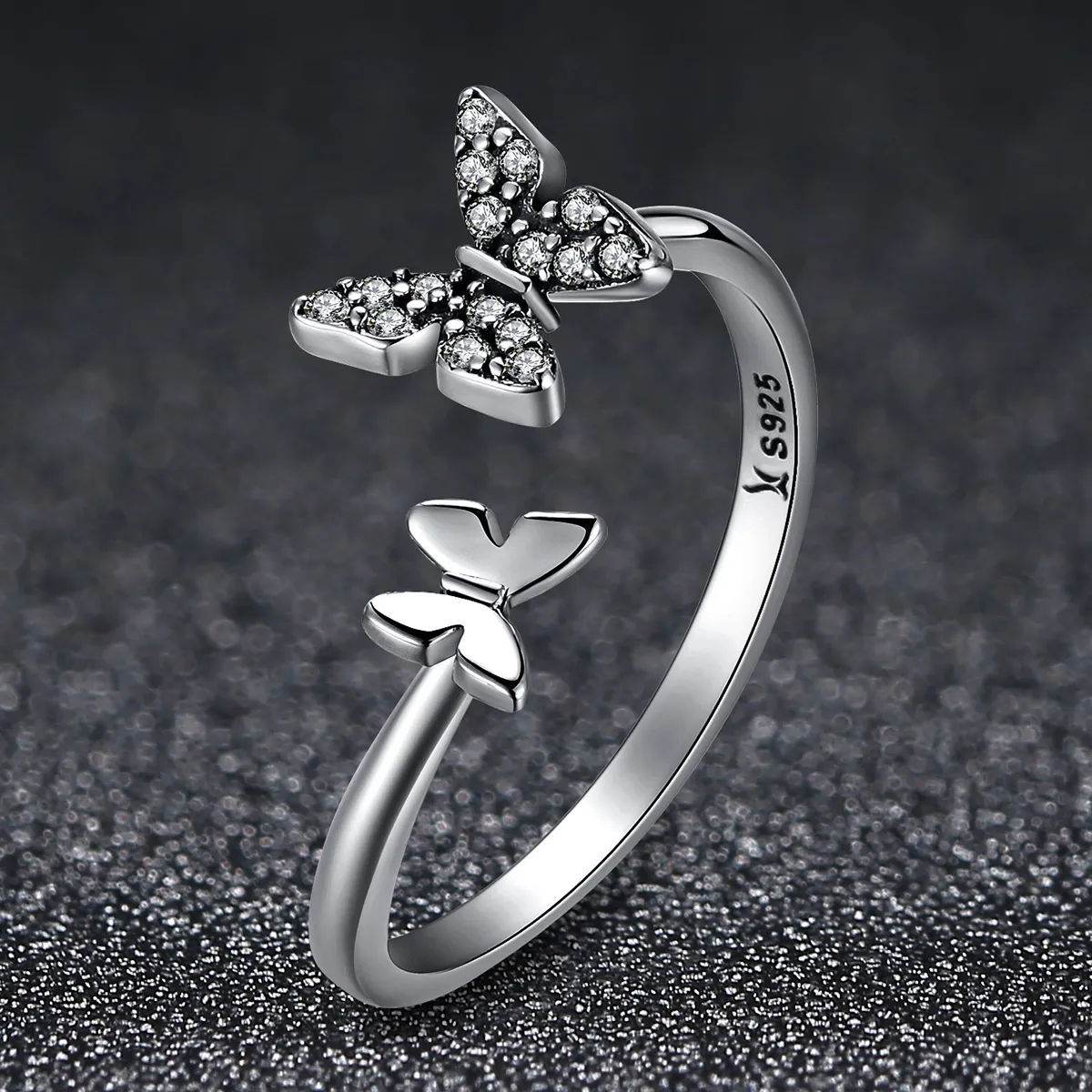 Pandora Style Silver Butterfly Dance Ring - SCR087