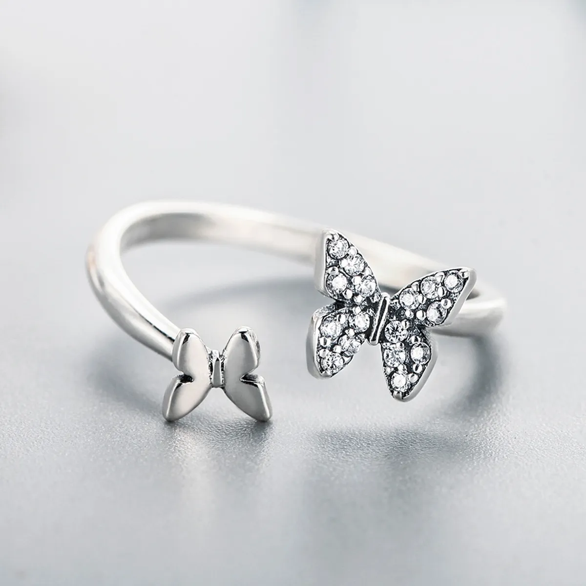 Pandora Style Silver Butterfly Dance Ring - SCR087