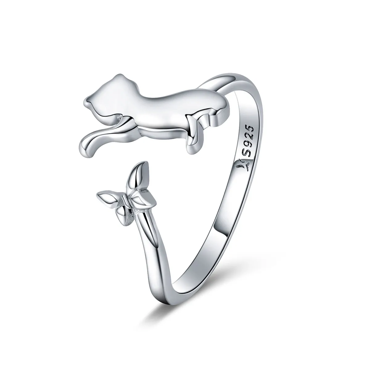 Pandora Style Silver Cat Companionship Ring - SCR443