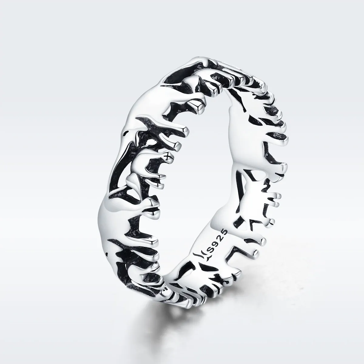 Pandora Style Silver Elephant Family Ring - SCR344