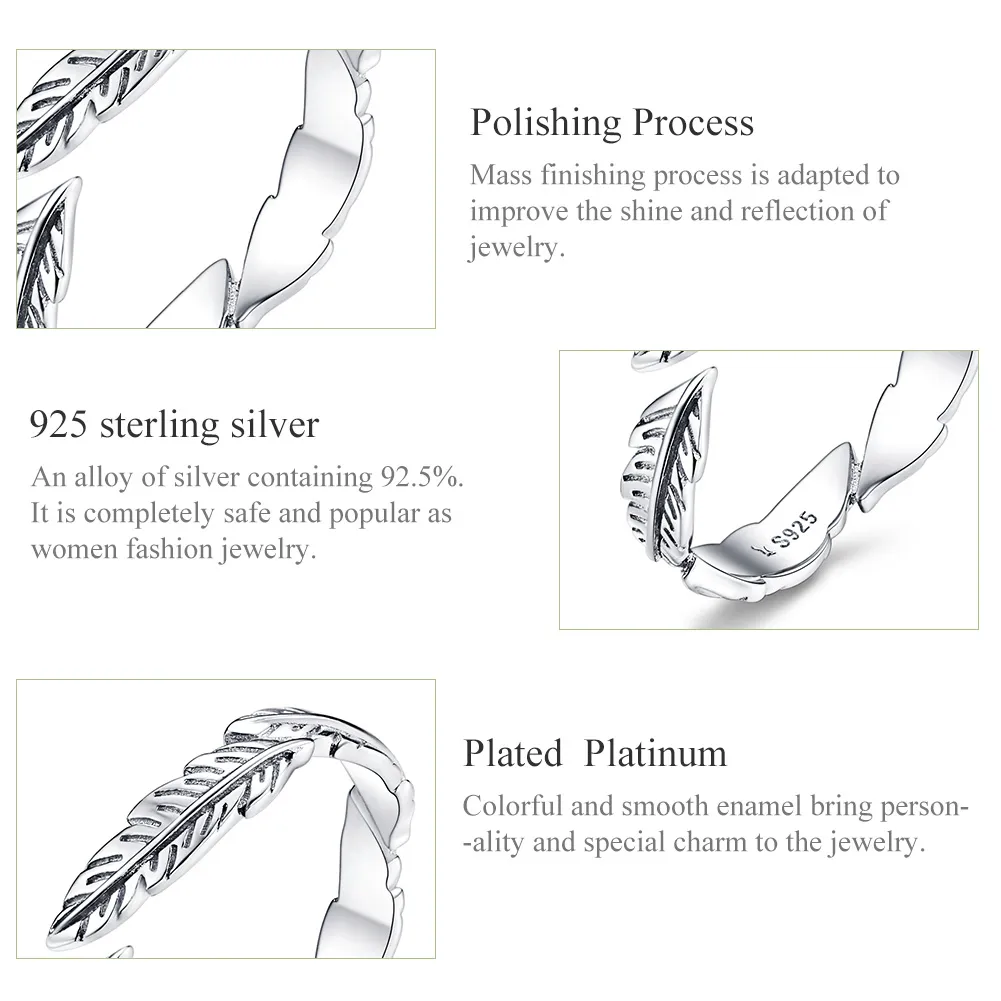 Pandora Style Silver Feather Ring - SCR517