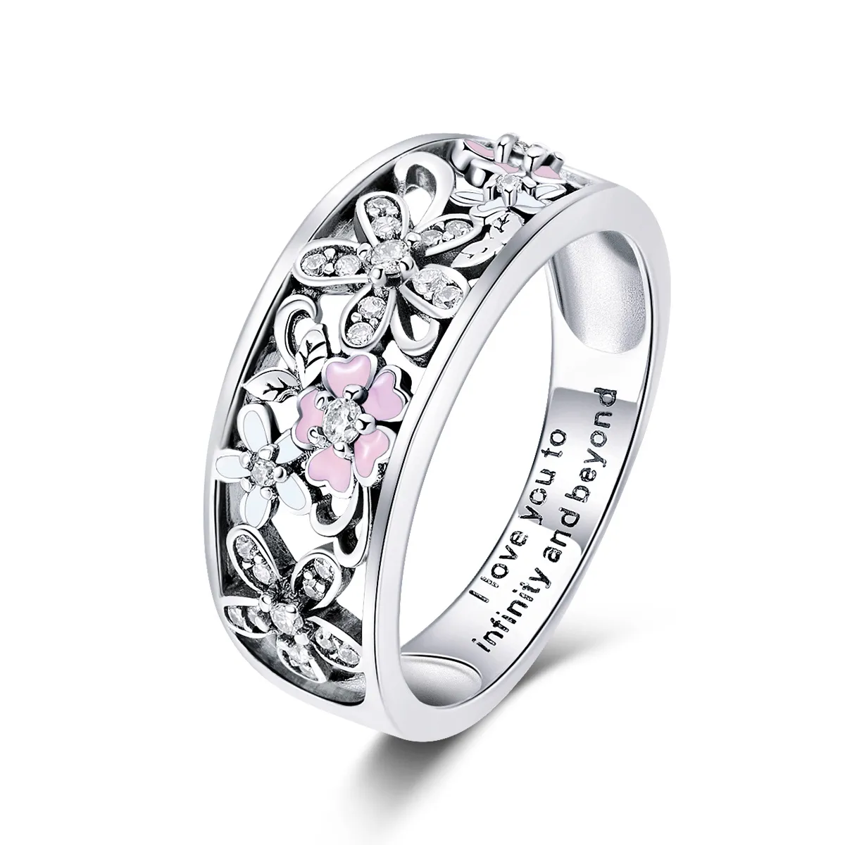 Pandora Style Silver Flower Dance Ring - SCR390