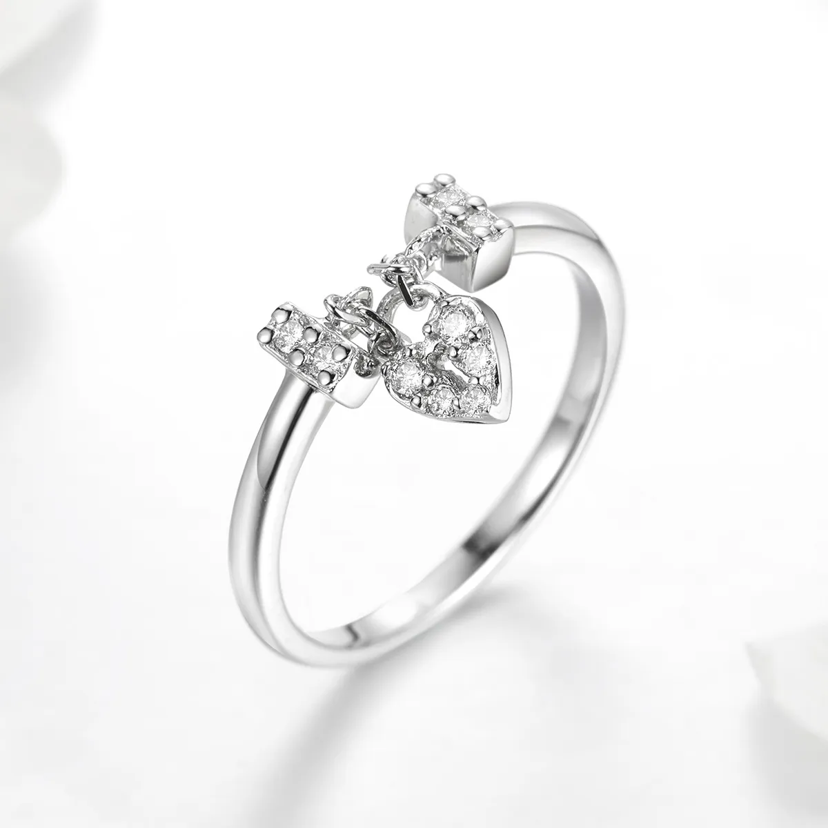 Pandora Style Silver Heart Lock Ring - SCR466