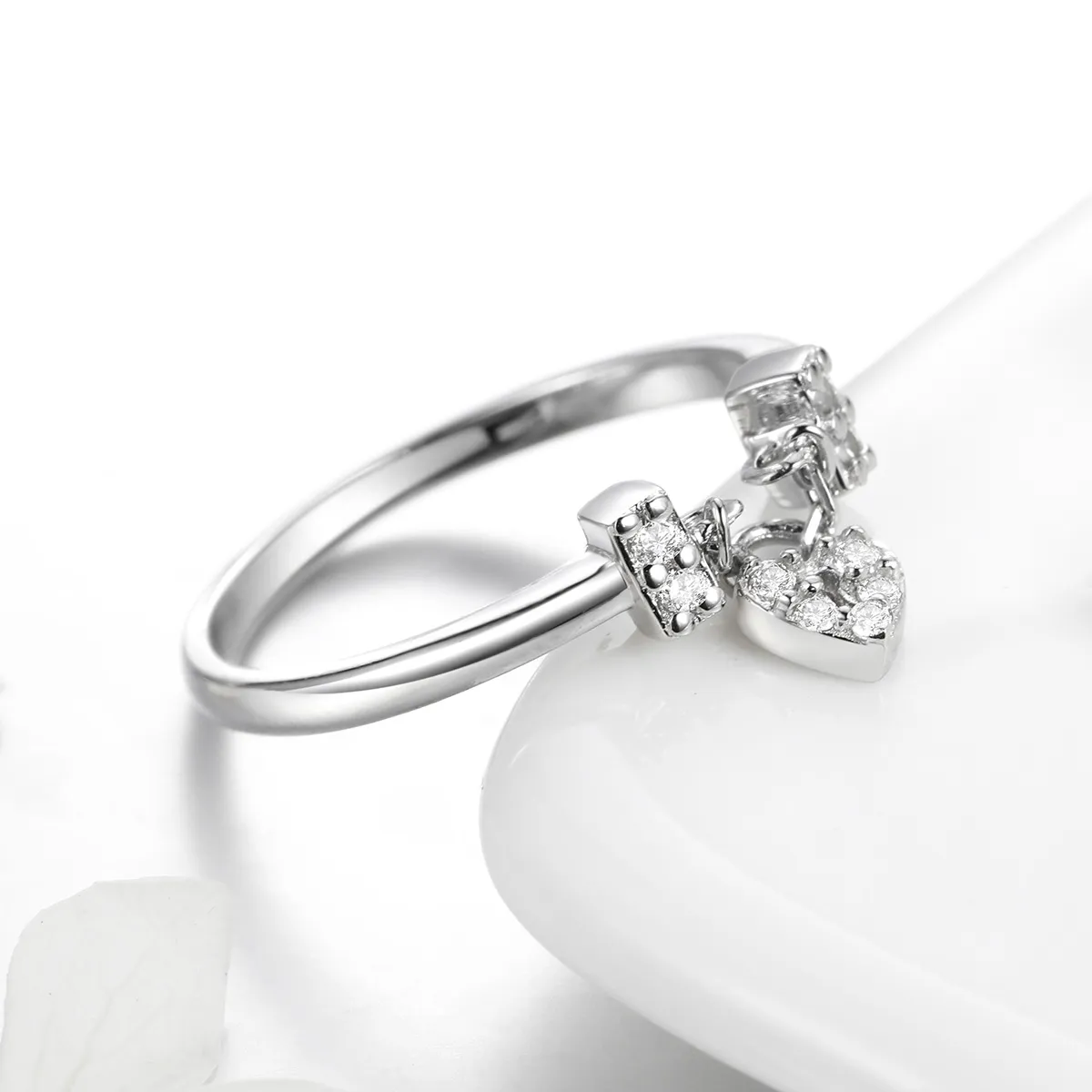 Pandora Style Silver Heart Lock Ring - SCR466