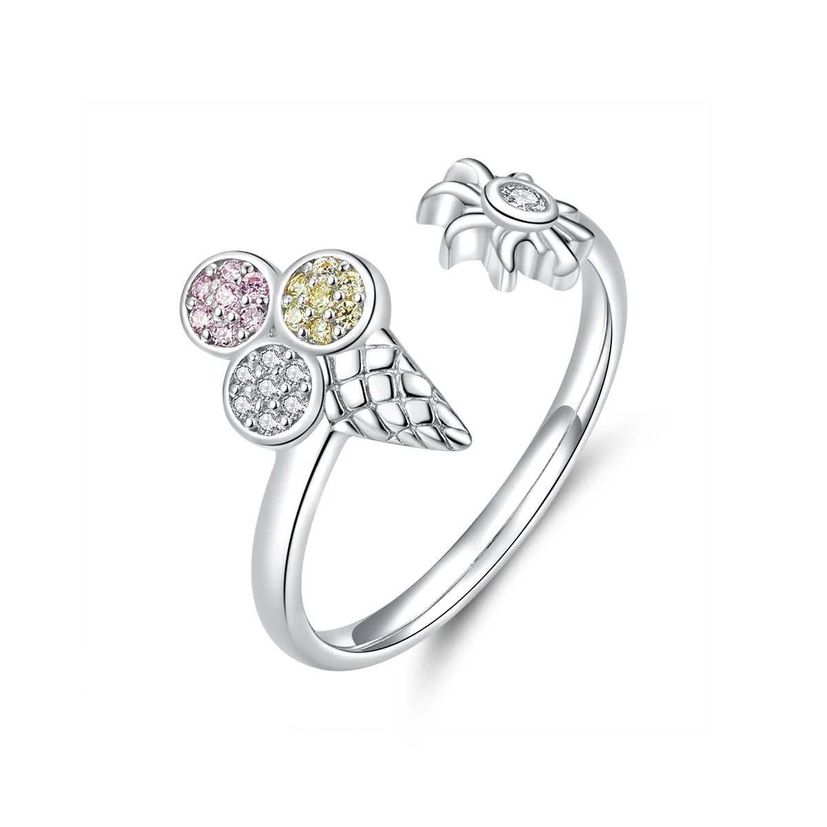 Pandora Style Silver Ice Cream Ring - SCR529