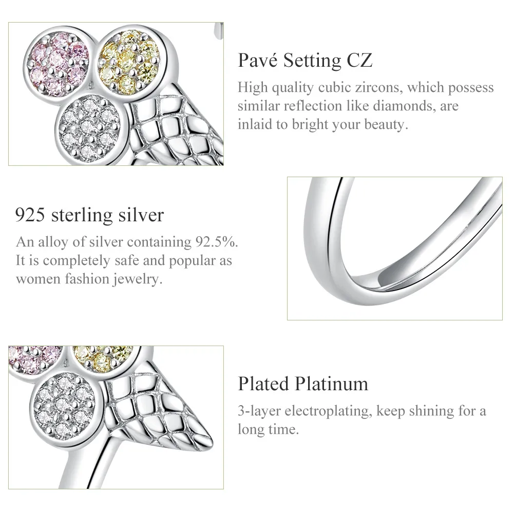 Pandora Style Silver Ice Cream Ring - SCR529