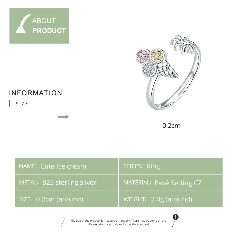 Pandora Style Silver Ice Cream Ring - SCR529