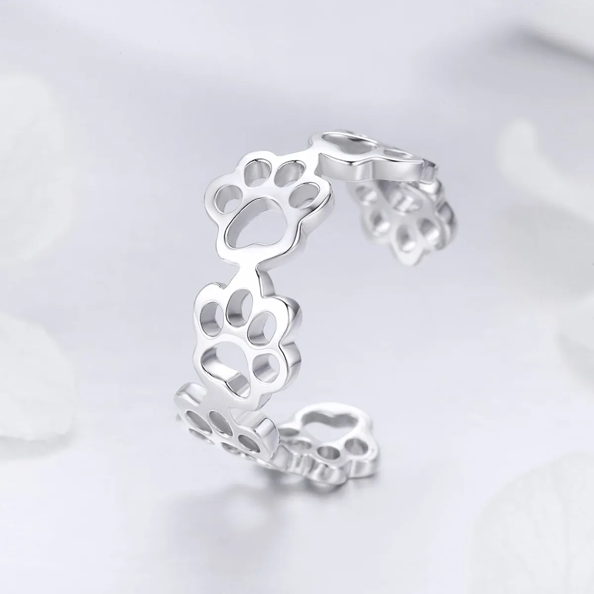 Pandora Style Silver Paw Trail Ring - SCR424