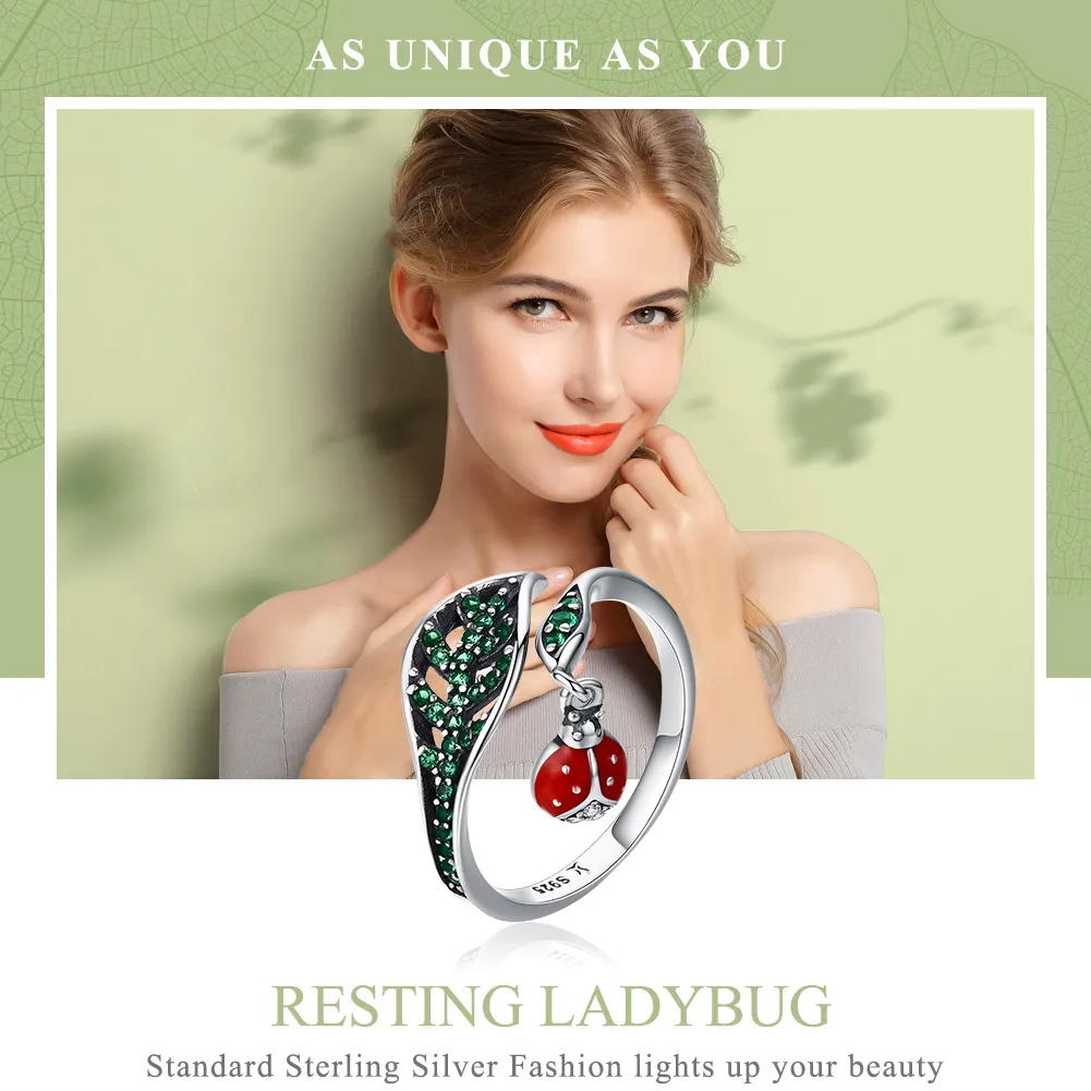 Pandora Style Silver Resting Ladybug Ring - SCR310