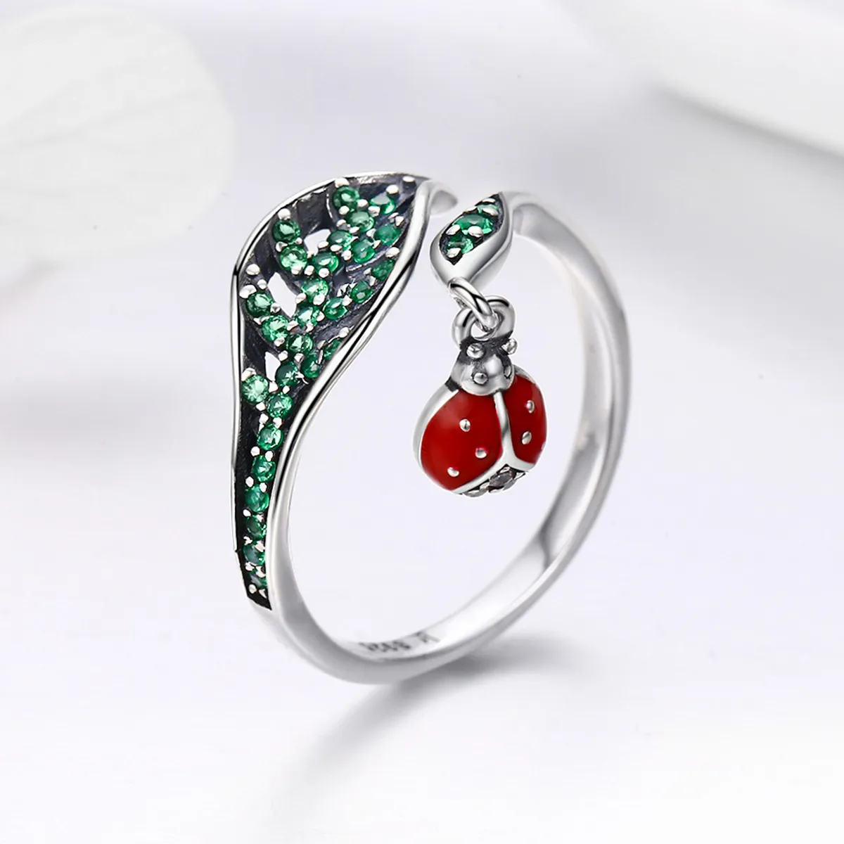 Pandora Style Silver Resting Ladybug Ring - SCR310