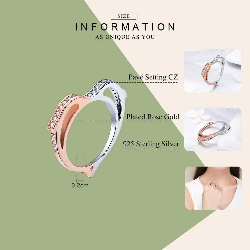 Pandora Style Silver & Rose Gold Ocean Spirit Ring - SCR418