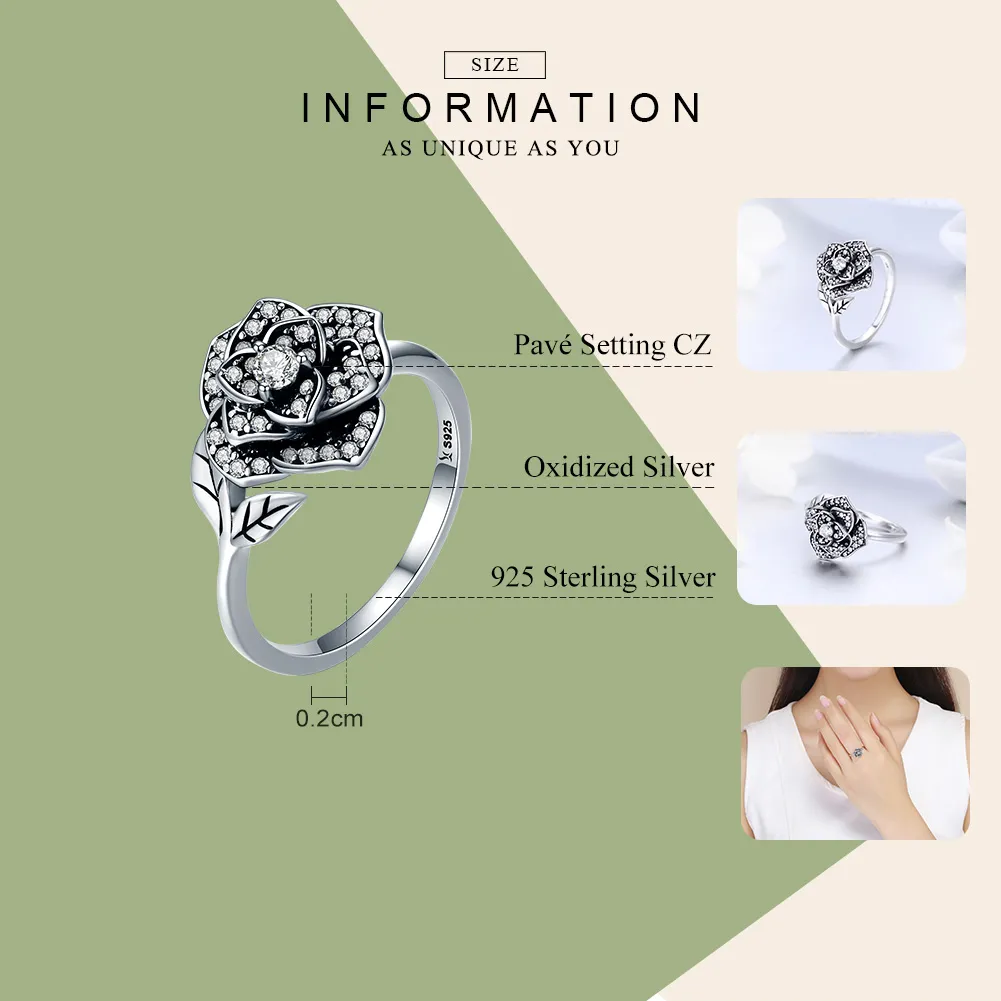 Pandora Style Silver Rose Love Ring - SCR382